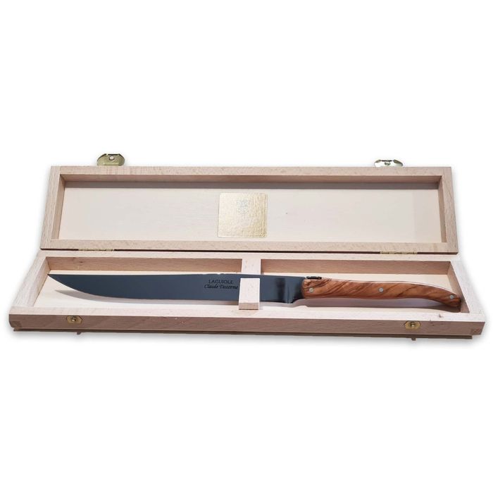 Claude Dozorme Laguiole Carving Knife with Olive Wood Handle in Gift Box