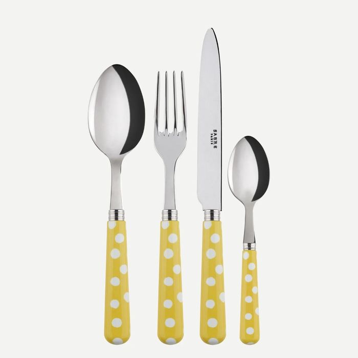 Sabre White Dots Yellow 4 Piece Cutlery Set