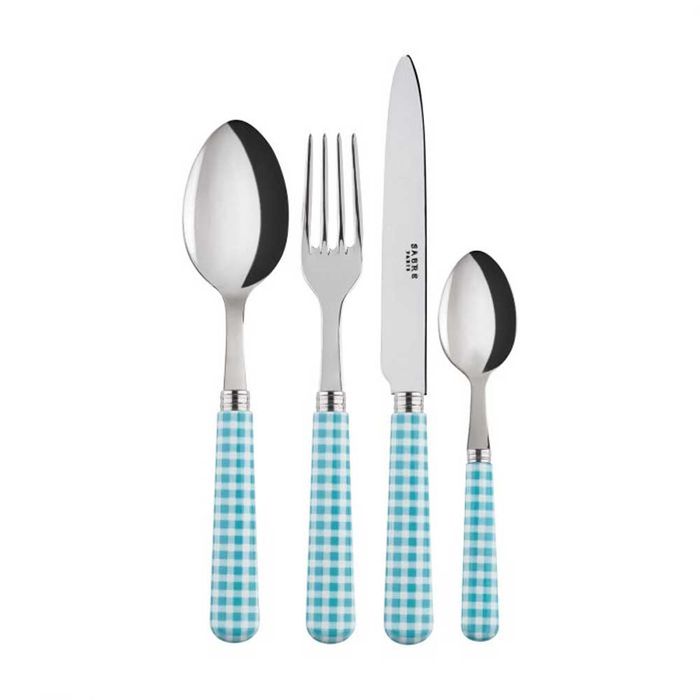 Sabre Gingham Turquoise 4 Piece Cutlery Set