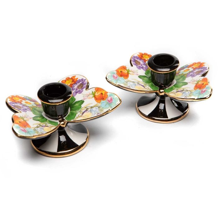 Mackenzie-Childs Flower Market Butterfly Candle Holders, Set Of 2