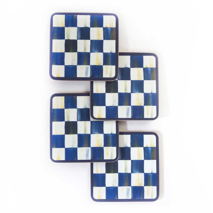 Mackenzie-Childs Royal Check Square Coasters, Set of 4
