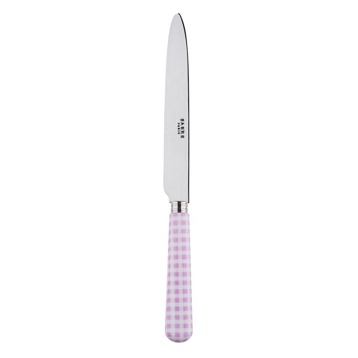 Sabre Gingham Pink 24cm Dinner Knife