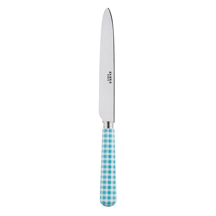 Sabre Gingham Turquoise 24cm Dinner Knife