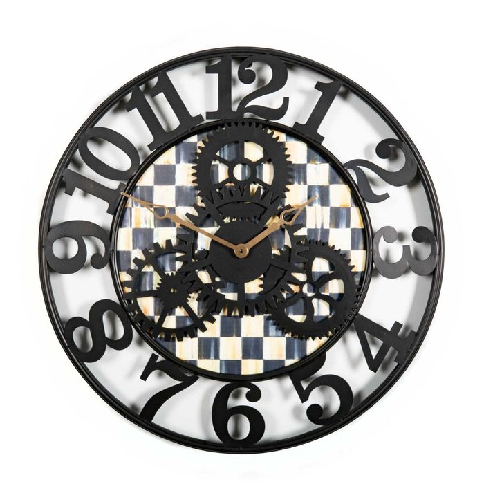 Mackenzie Childs Courtly Check Farmhouse Wall Clock, Large
