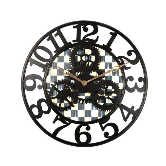 Mackenzie Childs Courtly Check Small Farmhouse Wall Clock