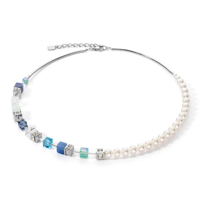 Coeur De Lion GeoCube Precious Fusion Pearls Aqua Blue Necklace