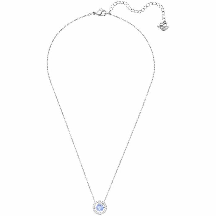 Swarovski Sparkling Dance Round Necklace, Blue, Rhodium Plated