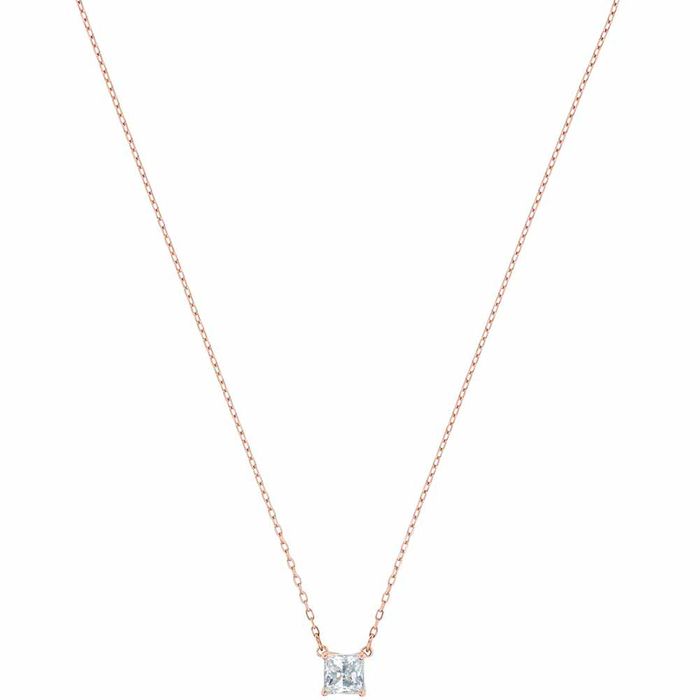 Swarovski Attract Square Necklace, White, Rose Gold Plated