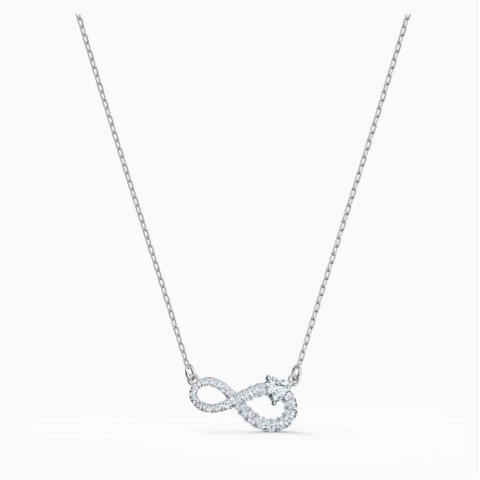 Swarovski Infinity Necklace, White, Rhodium Plated