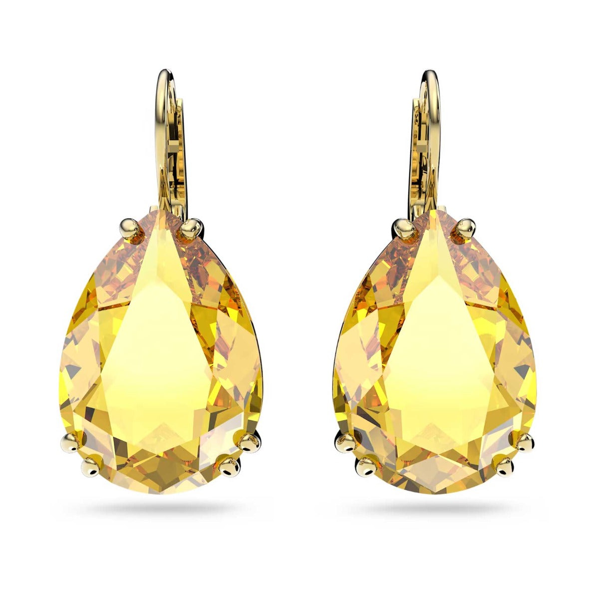 Swarovski Millenia Drop Earrings, Pear cut, Yellow, Gold-tone plated