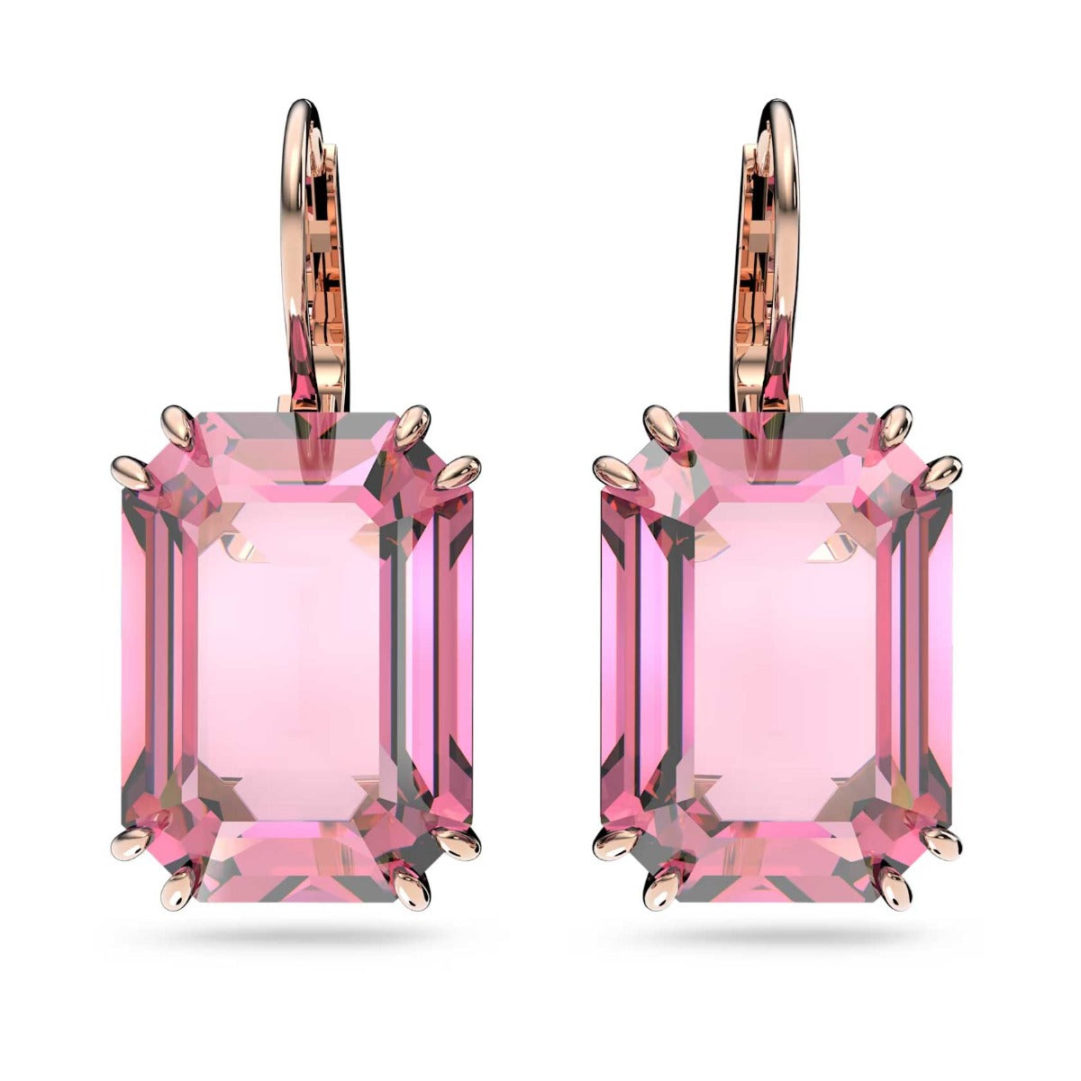 Swarovski Millenia Drop Earrings, Octagon cut, Pink, Rose gold-tone plated