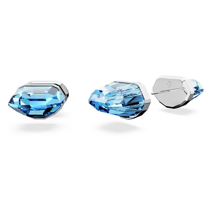 Swarovski Lucent stud earrings, Blue, Rhodium plated