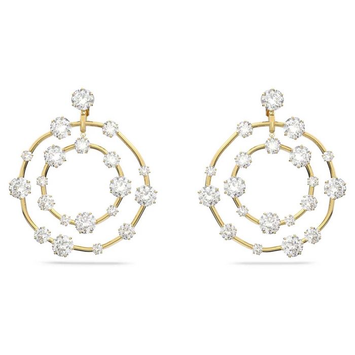 Swarovski Constella clip earrings, Mixed round cuts, White, Gold-tone plated