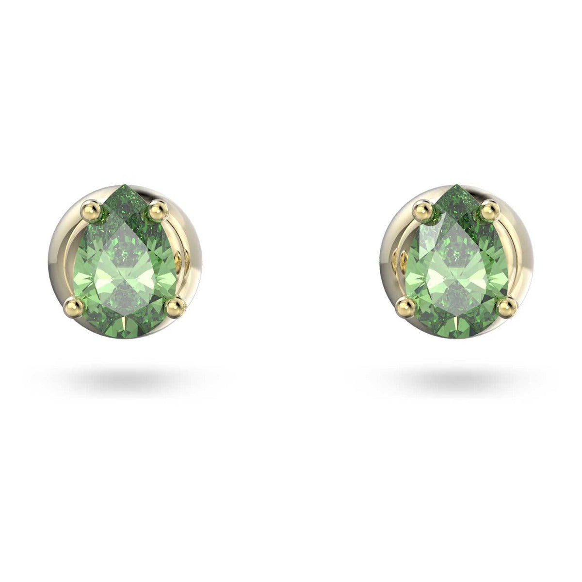 Swarovski Stilla Stud Earrings, Pear Cut, Green, Gold-Tone Plated