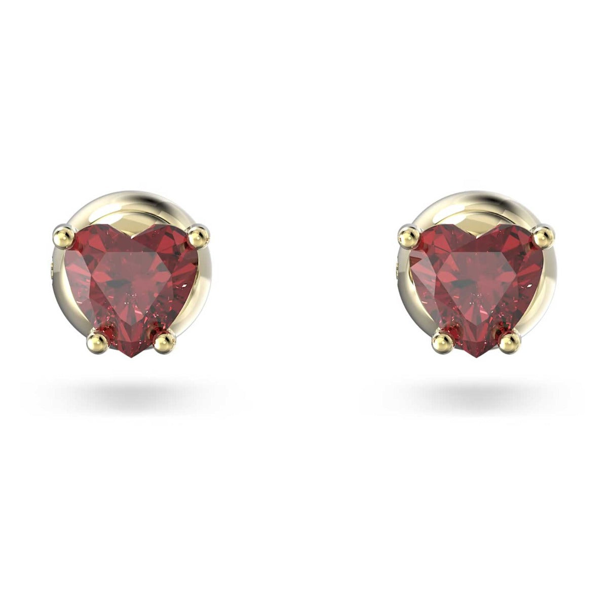 Swarovski Stilla Stud Earrings, Heart, Red, Gold-Tone Plated