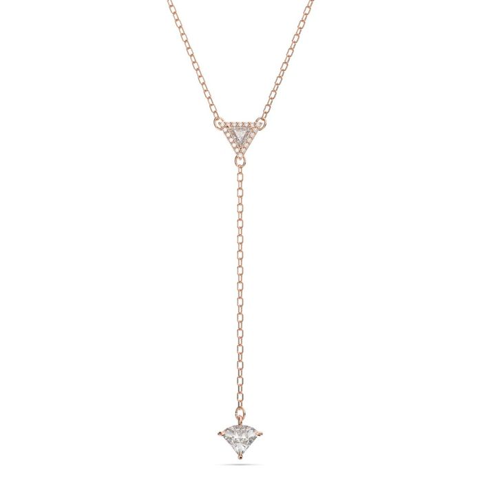 Swarovski Ortyx Y Necklace, Triangle cut, White, Rose gold-tone plated