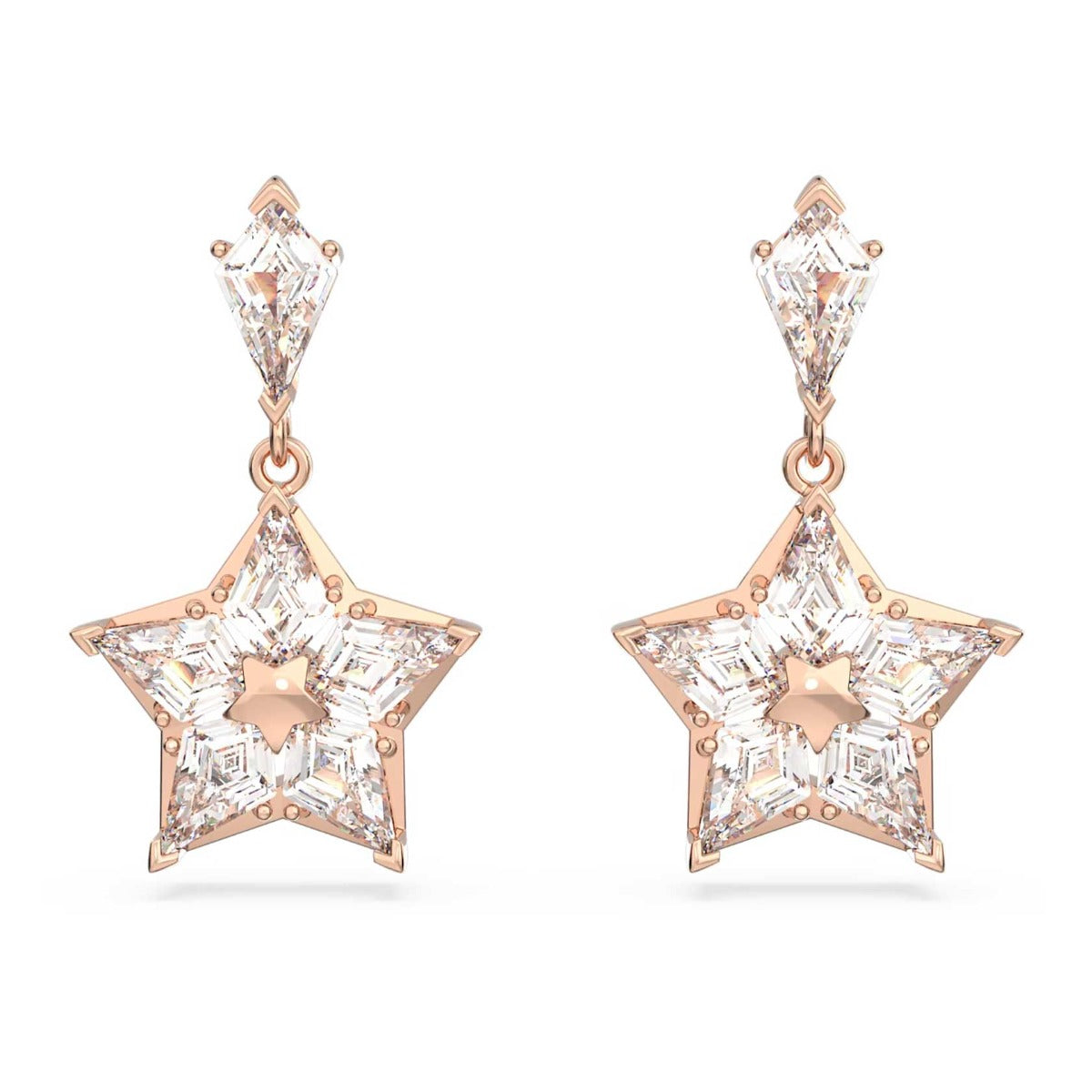 Swarovski Stella Drop Earrings, Kite Cut, Star, White, Rose Gold-Tone Plated