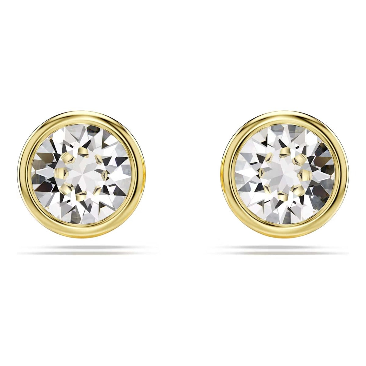 Swarovski Imber stud earrings, Round cut, White, Gold-tone plated