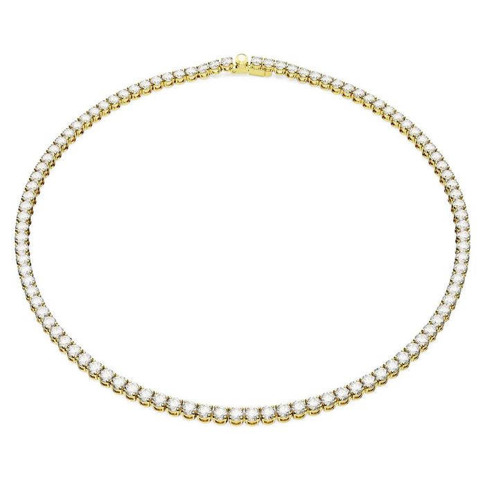 Swarovski Matrix Tennis necklace Round cut, Small, White, Gold-tone plated