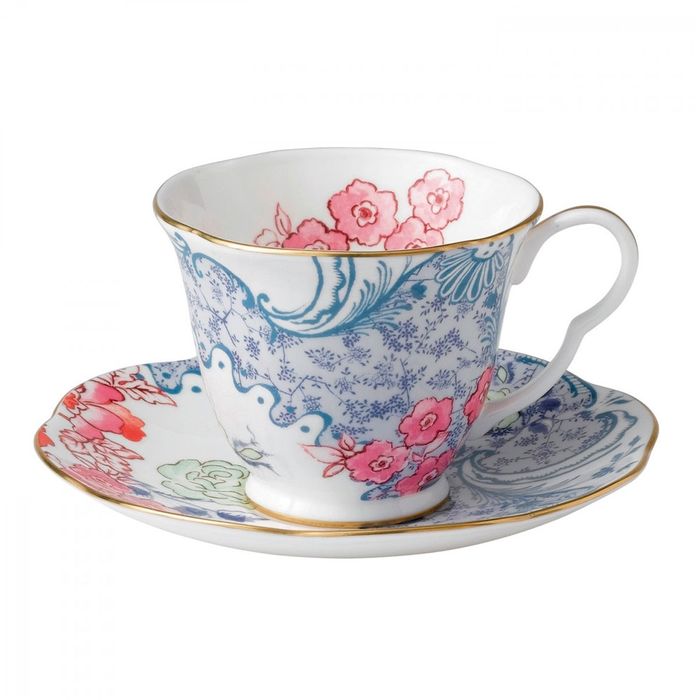 Wedgwood Butterfly Bloom Tea Cup & Saucer, Blue and Pink