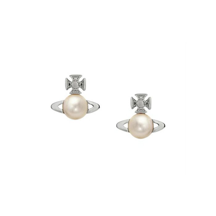 Vivienne Westwood Balbina Cream Pearl Earrings, Platinum Plated