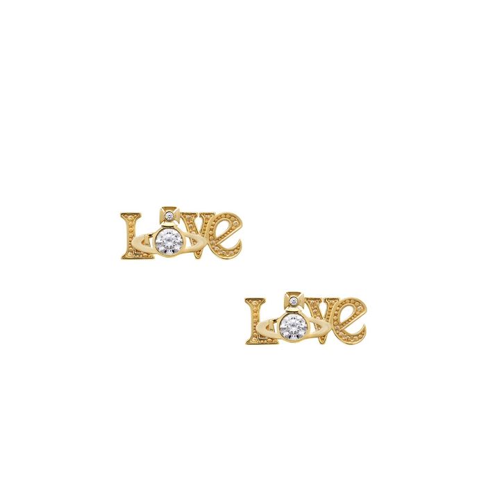 Vivienne Westwood Erica White Earrings, Gold Plated