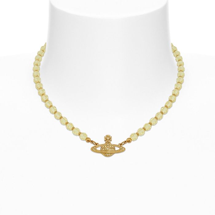 Vivienne Westwood Messaline Jonquil Crystal Choker, Gold Plated