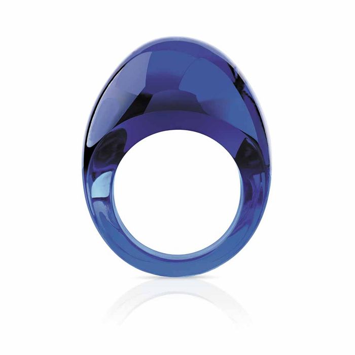 Lalique Cabochon Cap Ferrat Blue Ring, Size 51