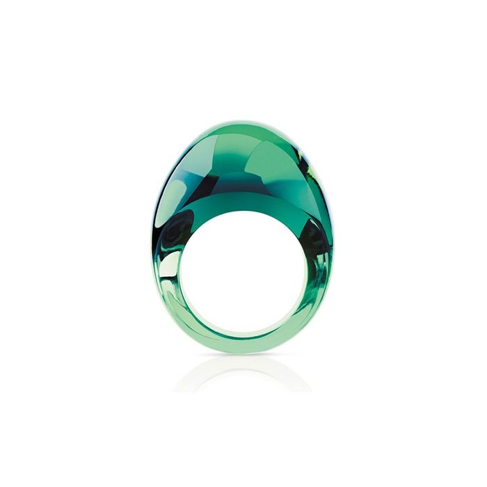 Lalique Cabochon Antinea Green Ring, Size 55