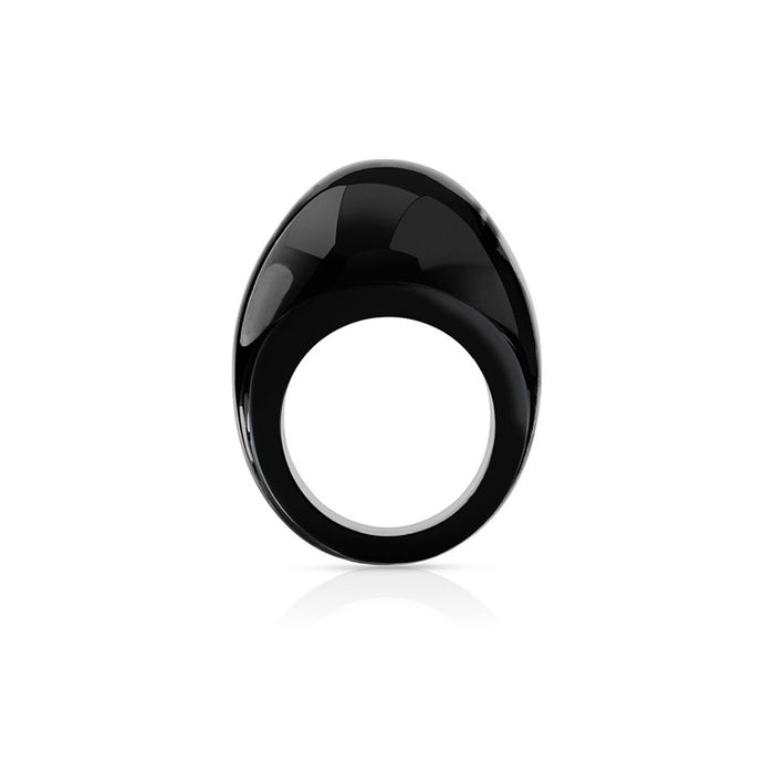 Lalique Cabochon Black Ring, Size 57