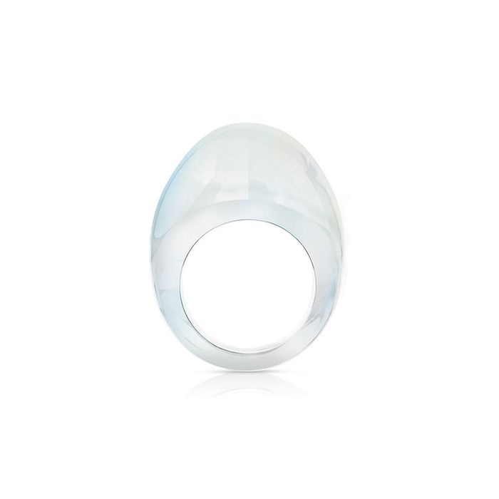 Lalique Gourmande Opalescent Cabochon Crystal Ring, Size 49