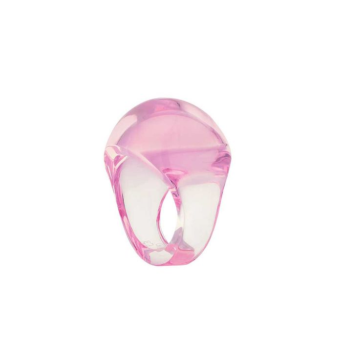 Lalique Cabochon Pink Ring, Size 59