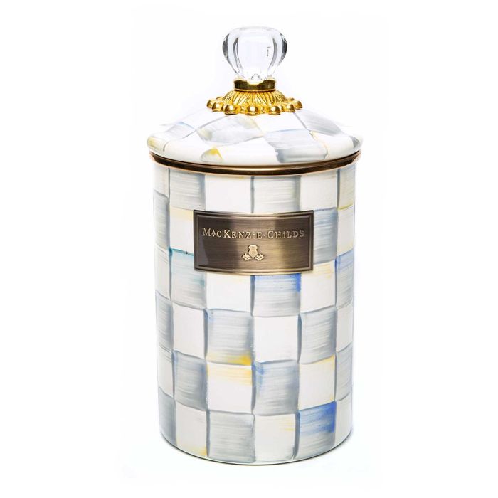 Mackenzie-Childs Sterling Check Enamel Large Canister