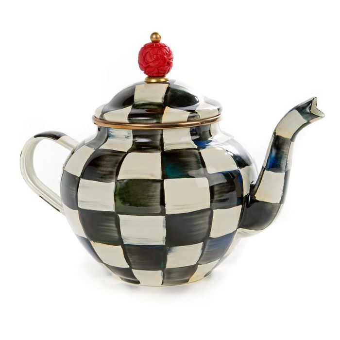 Mackenzie-Childs Courtly Check Enamel 4 Cup Teapot