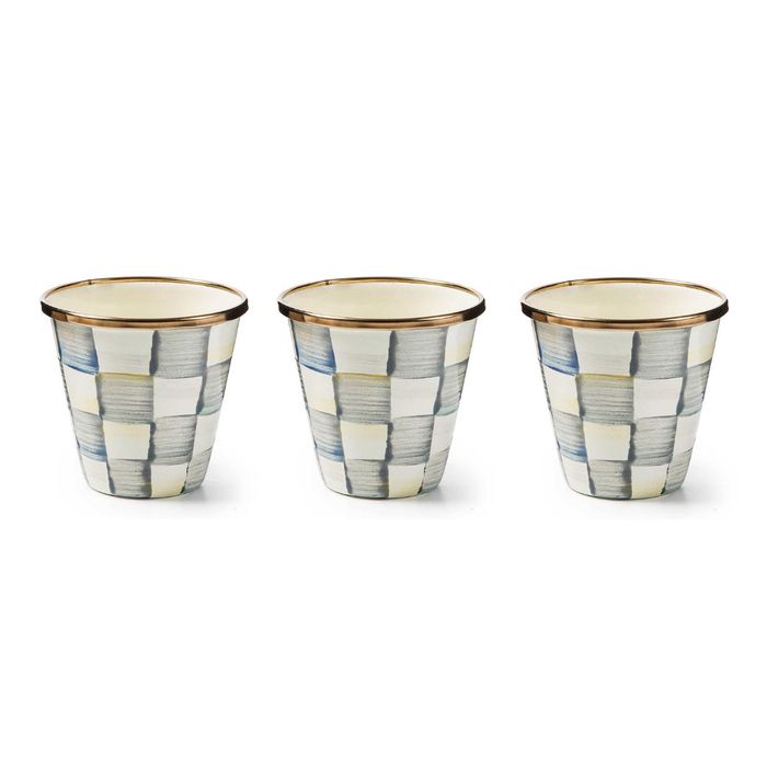 Mackenzie-Childs Sterling Check Herb Pots, Set Of 3