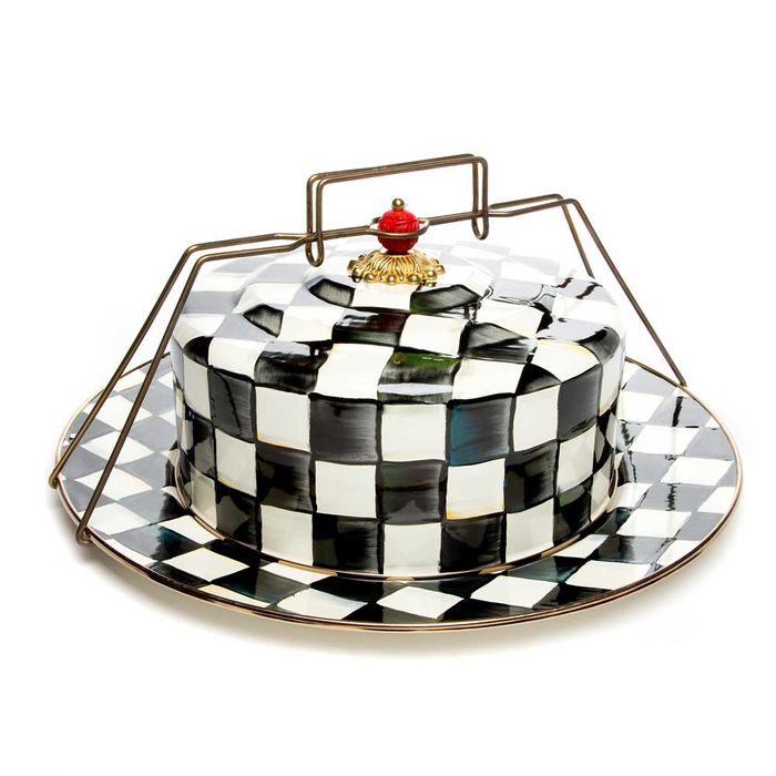 Mackenzie-Childs Courtly Check Enamel Cake Carrier