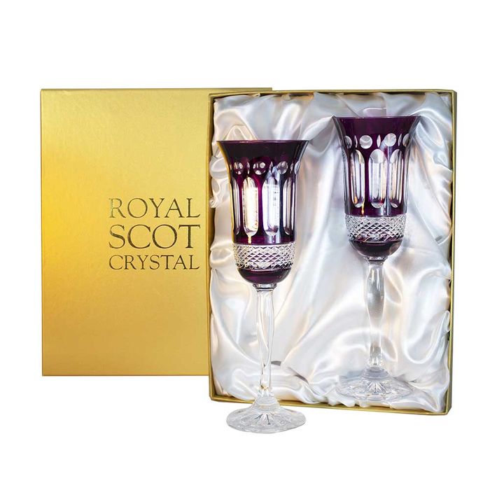 Royal Scot Crystal Belgravia 2 Mulberry Champagne Flutes, 230mm
