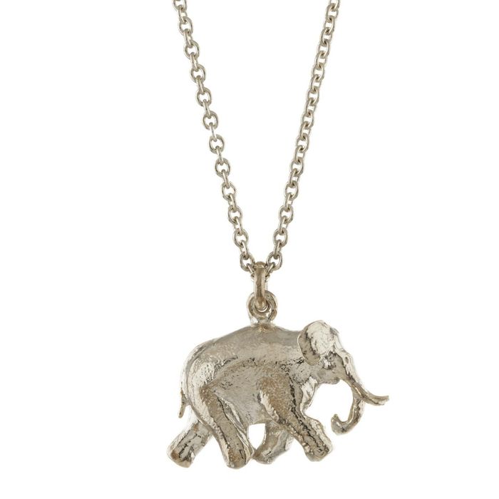 Alex Monroe Indian Silver Elephant Necklace, Sterling Silver