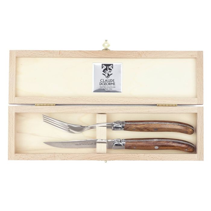 Claude Dozorme Super Laguiole Exotic Wood Steak Knife and Fork Set