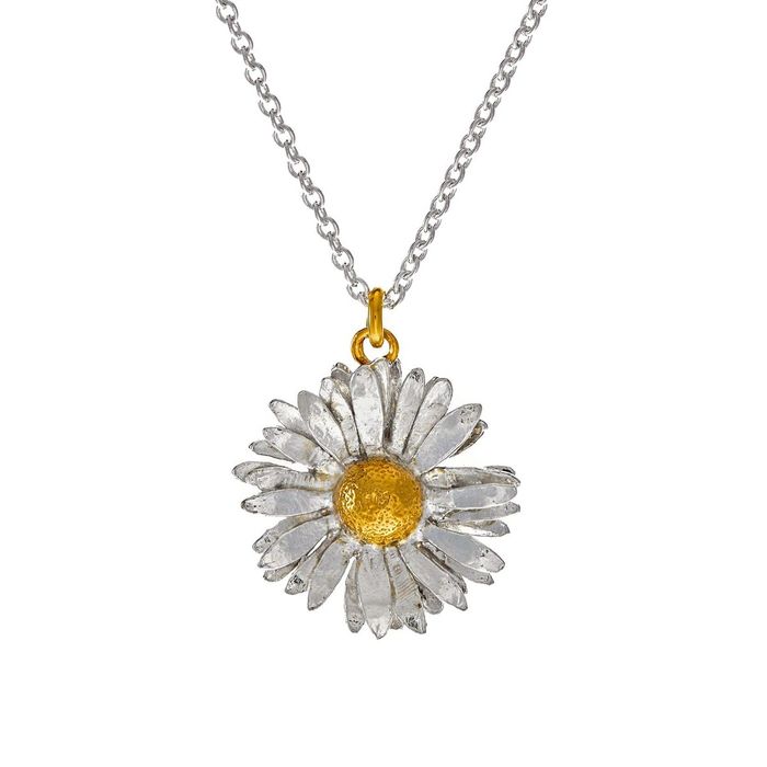 Alex Monroe Big Daisy Necklace, Gold Plated & Sterling Silver