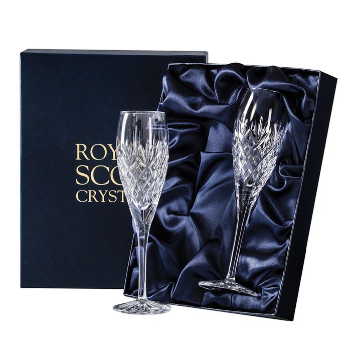 Royal Scot Crystal Edinburgh 2 Champagne Flutes, 218mm