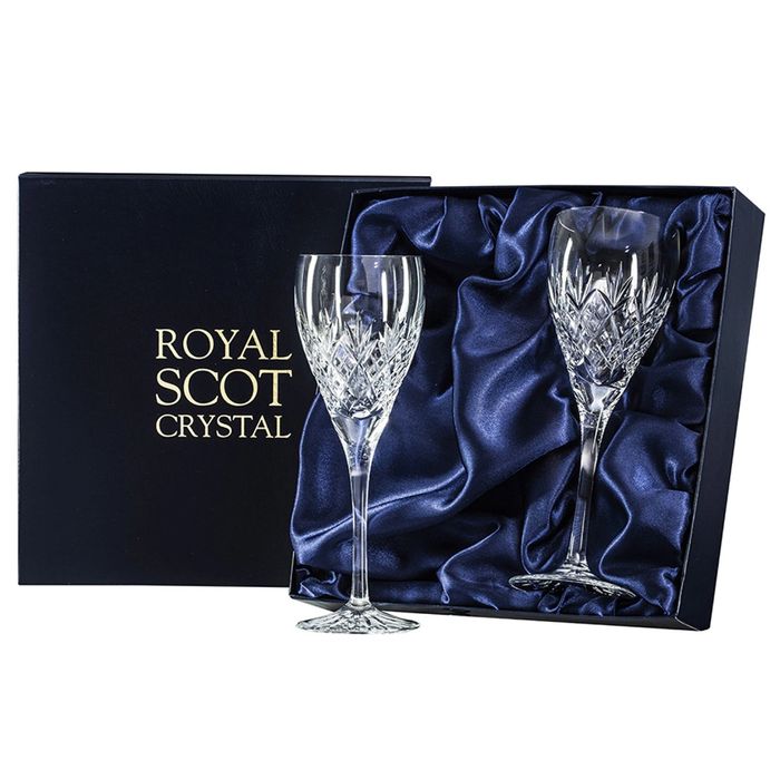Royal Scot Crystal Edinburgh 2 Large Crystal Wine Glasses 238mm (Presentation Boxed)