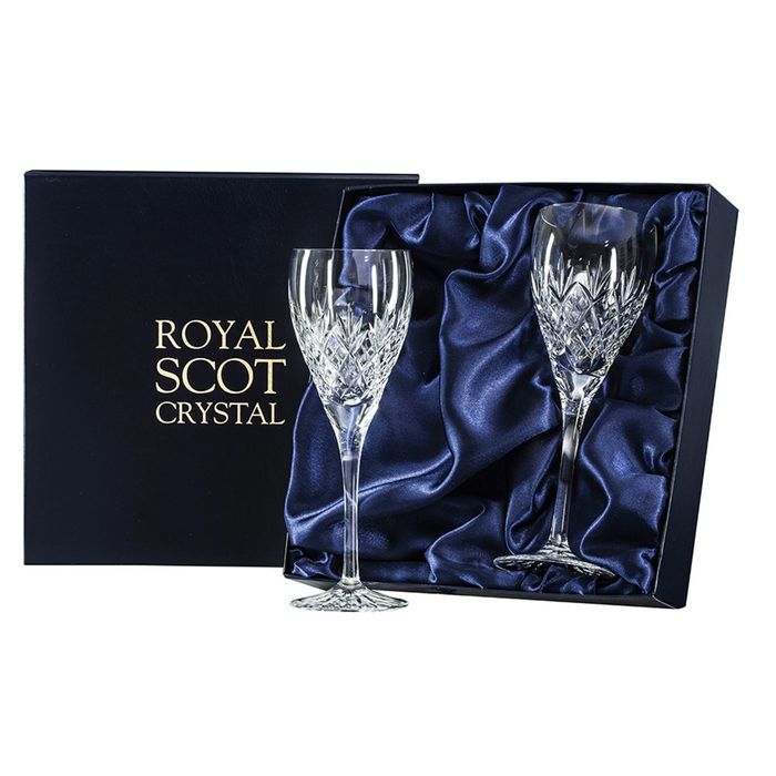 Royal Scot Crystal Edinburgh 2 Crystal Wine Glasses 218mm (Presentation Boxed)