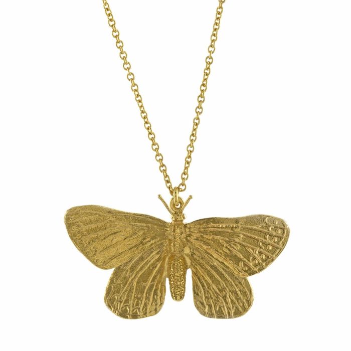 Alex Monroe Duke of Burgundy Butterfly Necklace, Gold Plated