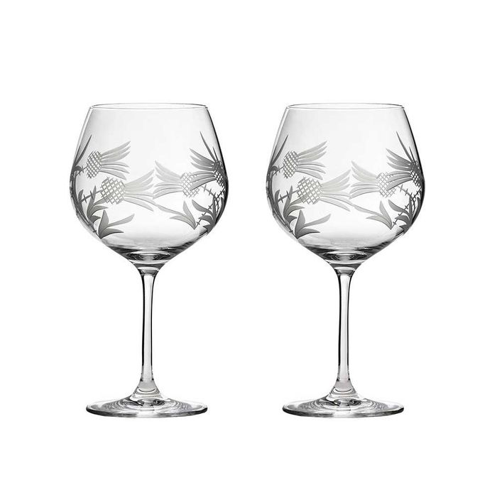 Royal Scot Crystal Flower of Scotland 2 Gin & Tonic Copa Glasses, 210mm