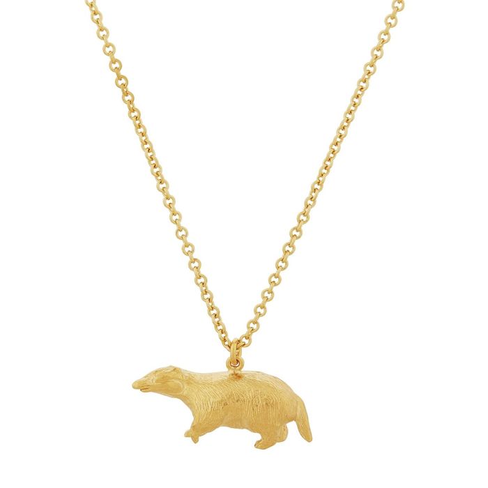 Alex Monroe Foraging Badger Necklace, Gold Plated