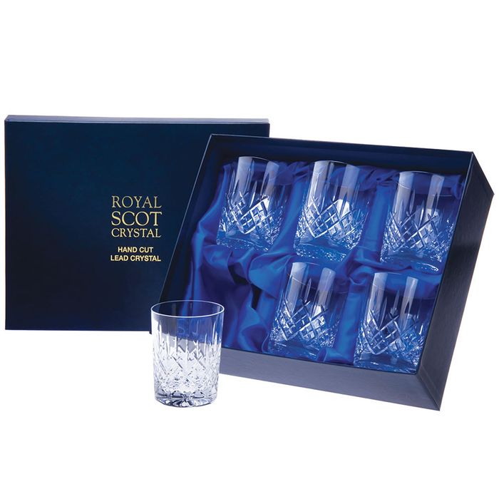 Royal Scot Crystal London 6 Crystal Small Whisky Tumblers, 87mm