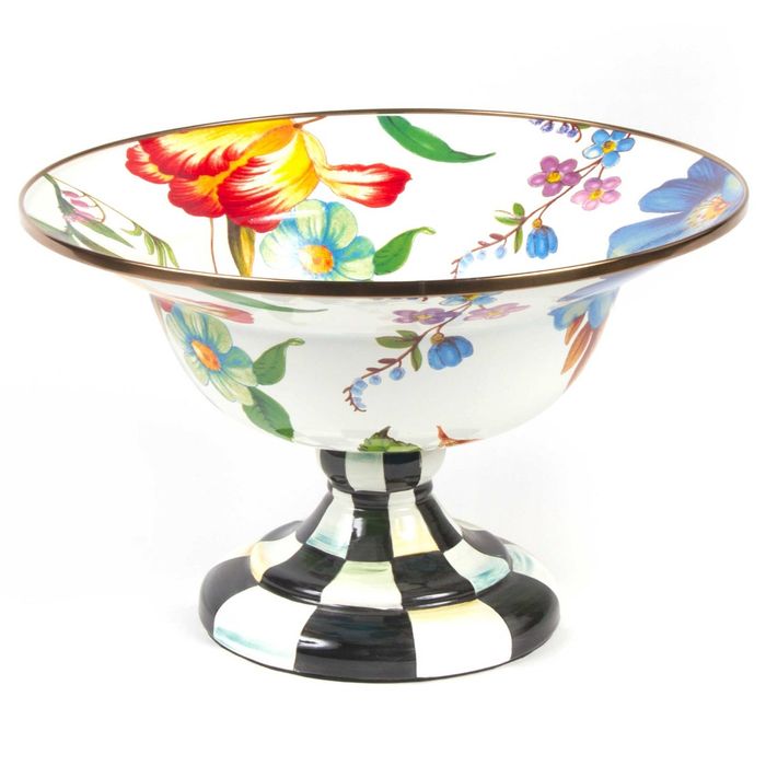 Mackenzie-Childs Flower Market White Large Compote