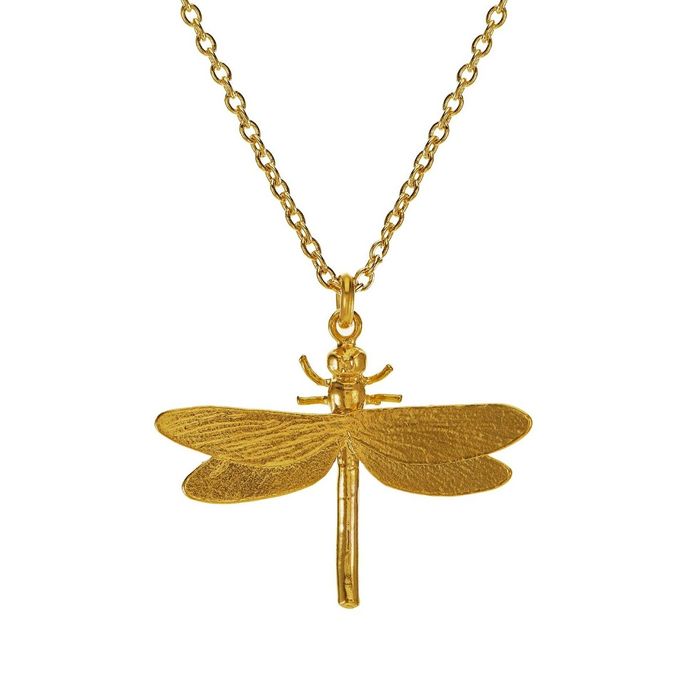 Alex Monroe Classic Dragonfly Necklace, Gold Plated