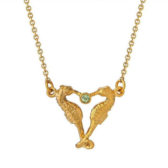 Alex Monroe Seahorse Companion Necklace, Gold Plated